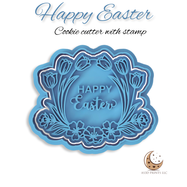 Happy Easter cookie cutter with stamp