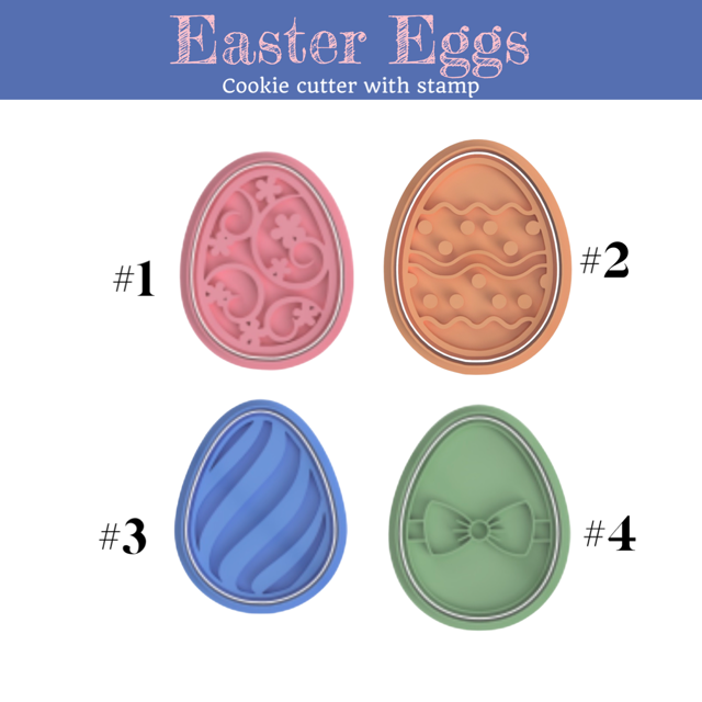 Easter Eggs cookie cutter with stamp