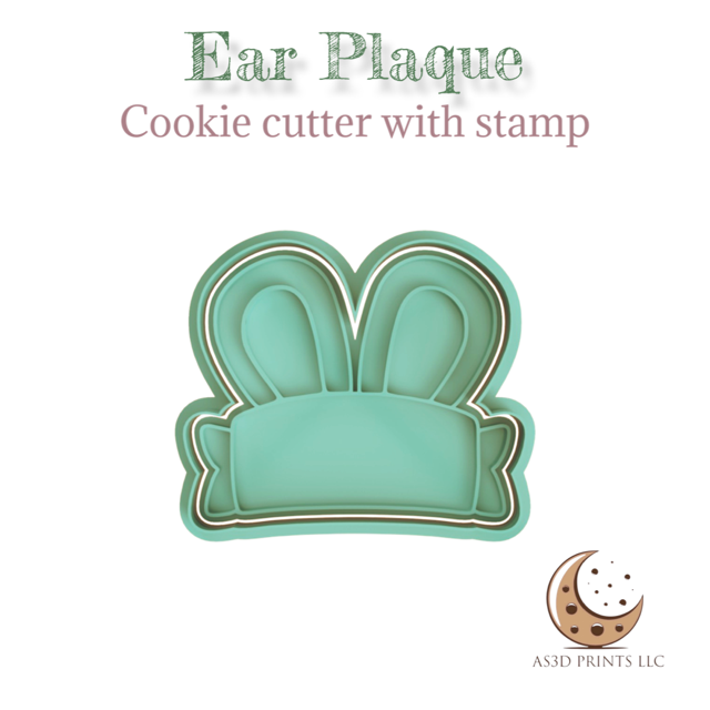 Ears Plaque cookie cutter with stamp