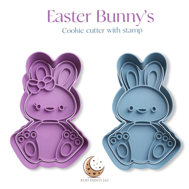 Easter Bunny cookie cutter with stamp