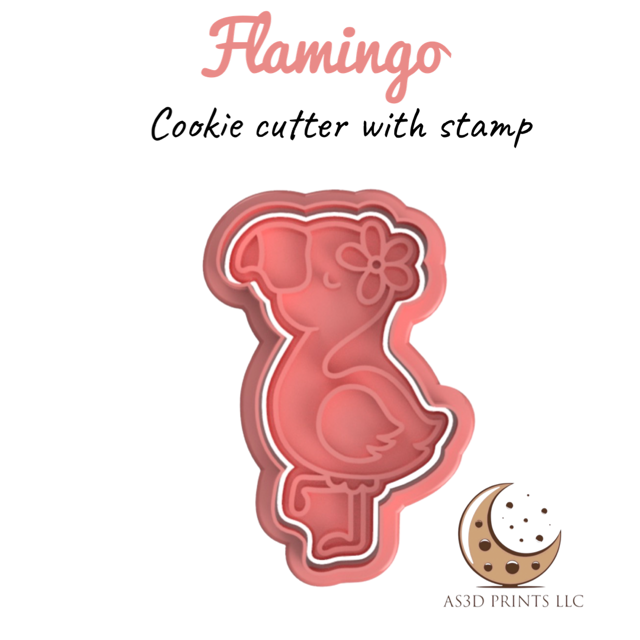 Flamingo cookie cutter with stamp