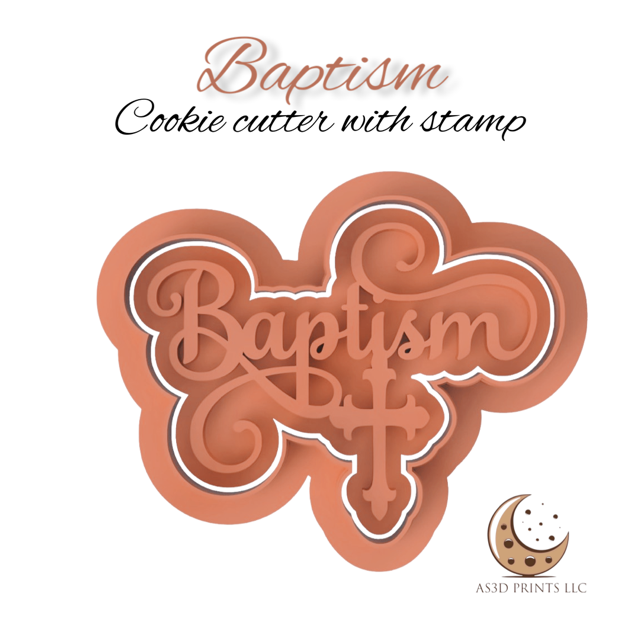 Baptism cookie cutter with stamp