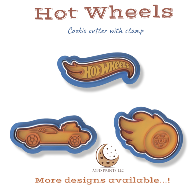 Hot Wheels cookie cutter with stamp