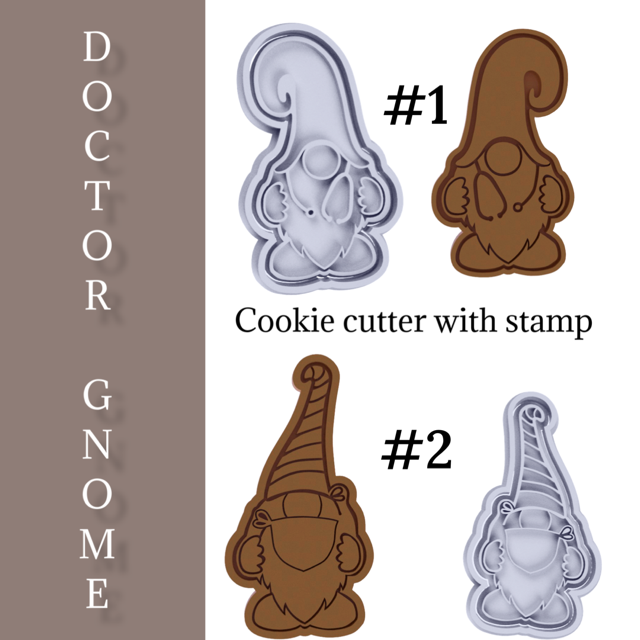 Doctor Gnome cookie cutter with stamp