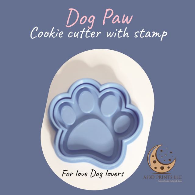 Dog Paw cookie cutter with stamp
