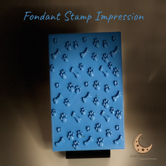 Fondant Stamp Impression Paw and Bone Dog