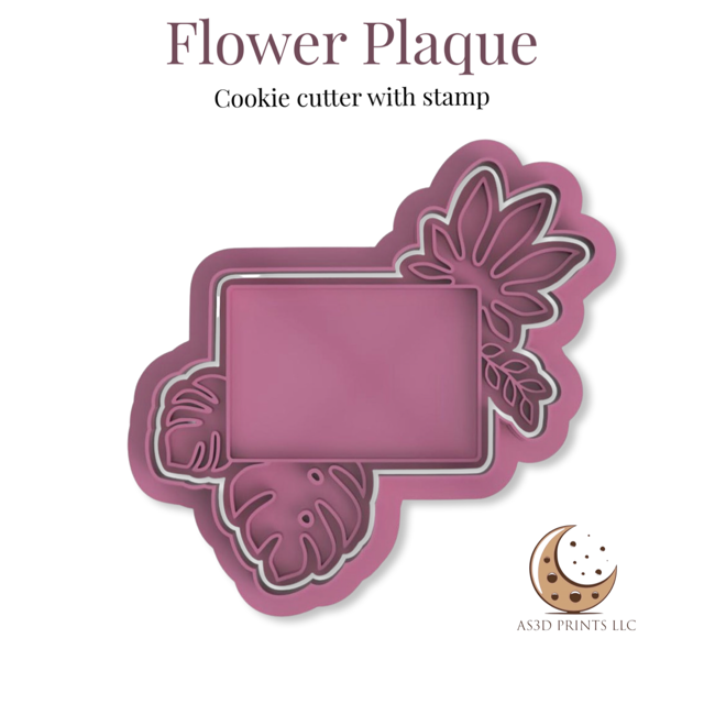 Flower PLaquet cookie cutter with stamp