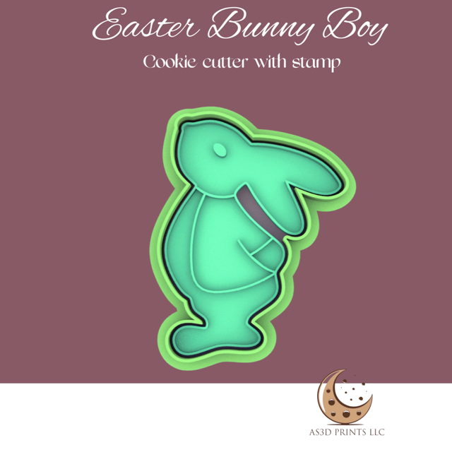 Easter Bunny Boy cookie cutter with stamp