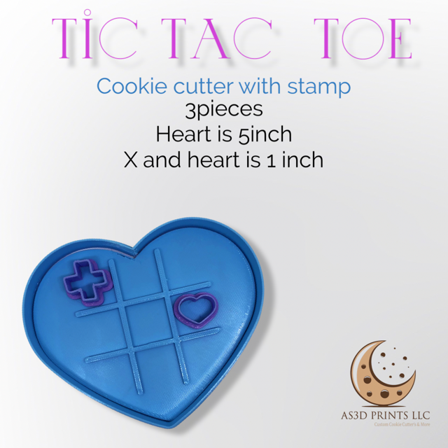 Tic Tac Toe cookie cutter with stamp