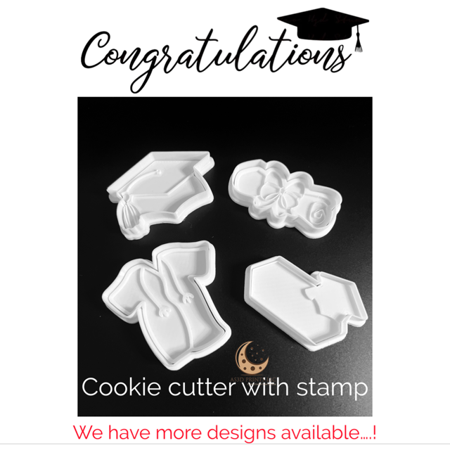 Graduation cookie cutter with stamp