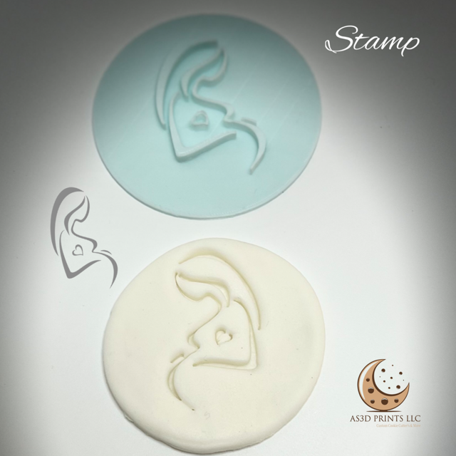 Pregnant with heart stamp