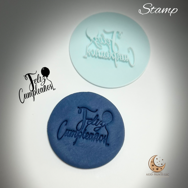 Feliz Cumpleano con bomba stamp