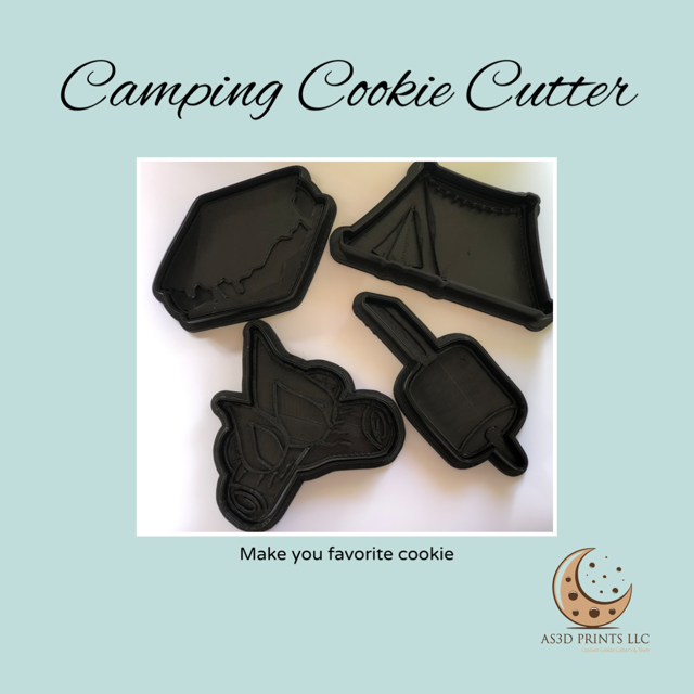 Camping cookie cutter with stamp