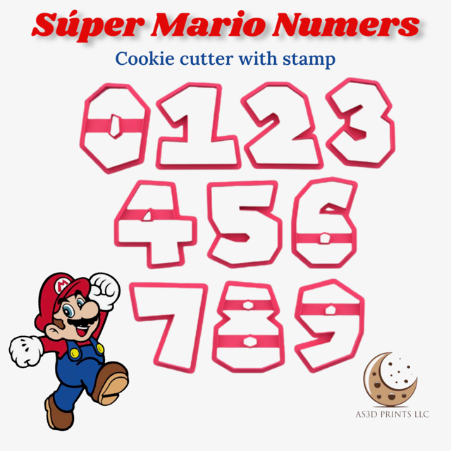 Super Mario Numbers cookie cutters