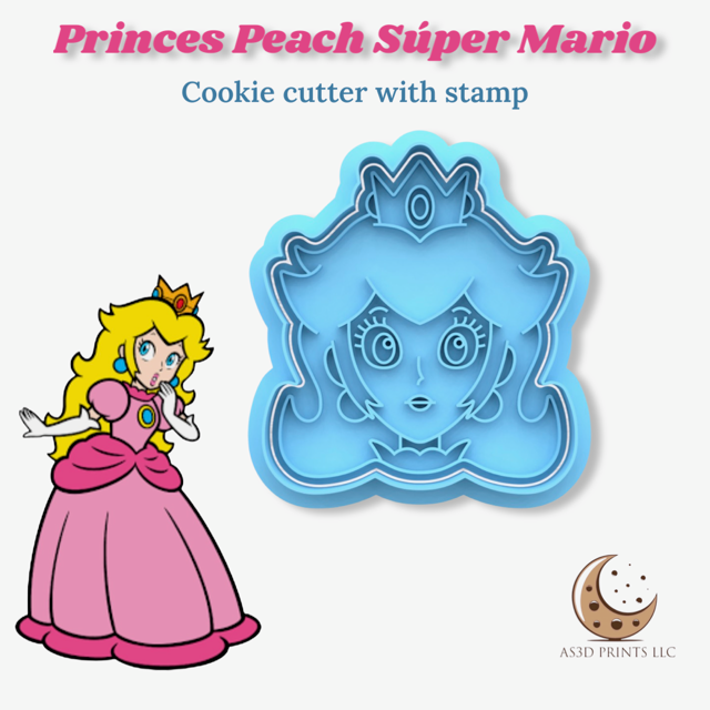 Princes Peach Super Mario cookie cutter with stamp