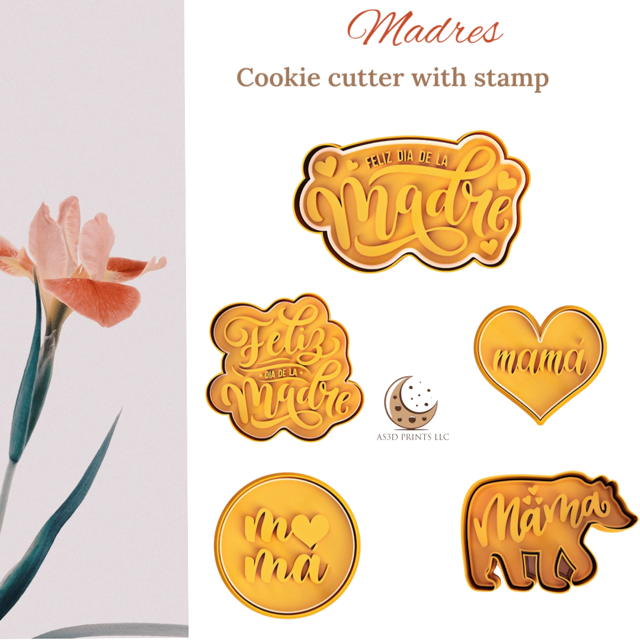 Madres cookie cutter with stamp