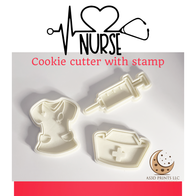 Nurse cookie cutter with stamp