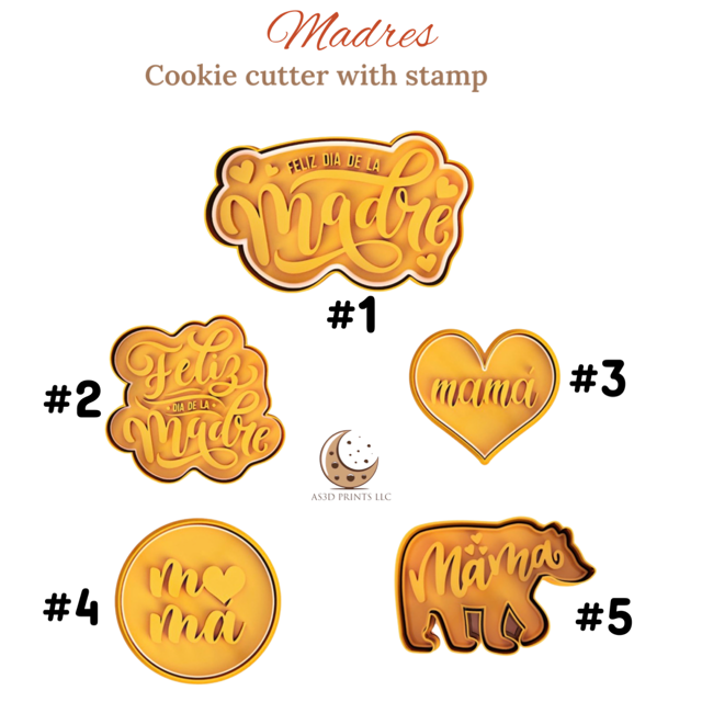 Madres cookie cutter with stamp