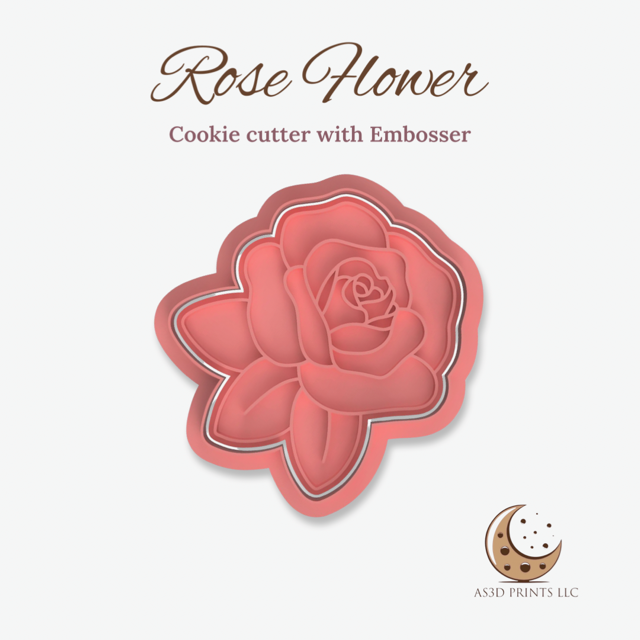 Rose Flower cookie cutter with stamp