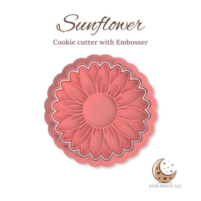 Sunflower cookie cutter with stamp