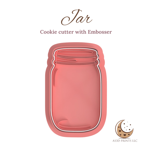 Jar cookie cutter with stamp