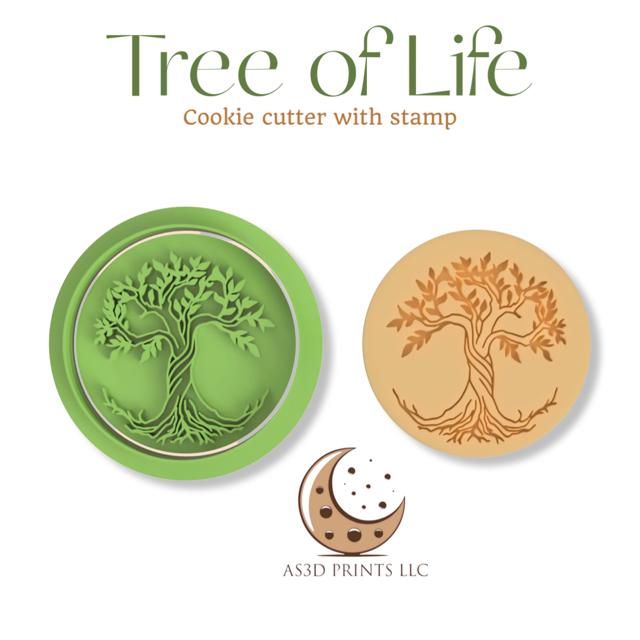 Tree of life cookie cutter with stamp