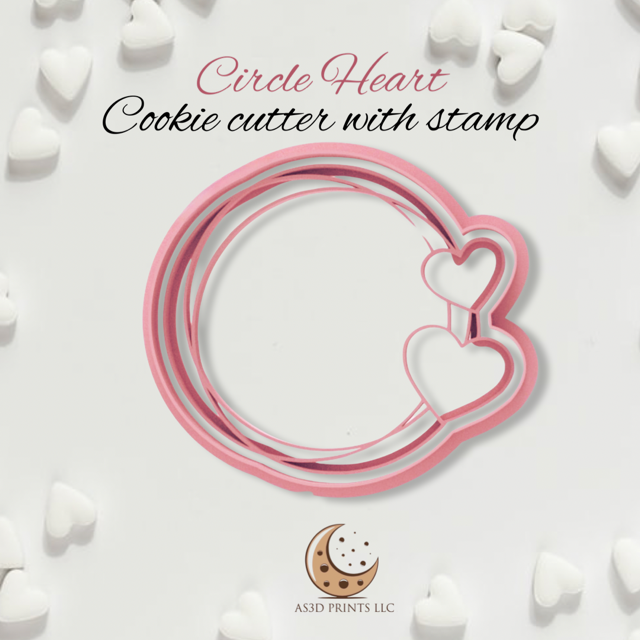 Circle Heart cookie cutter with stamp