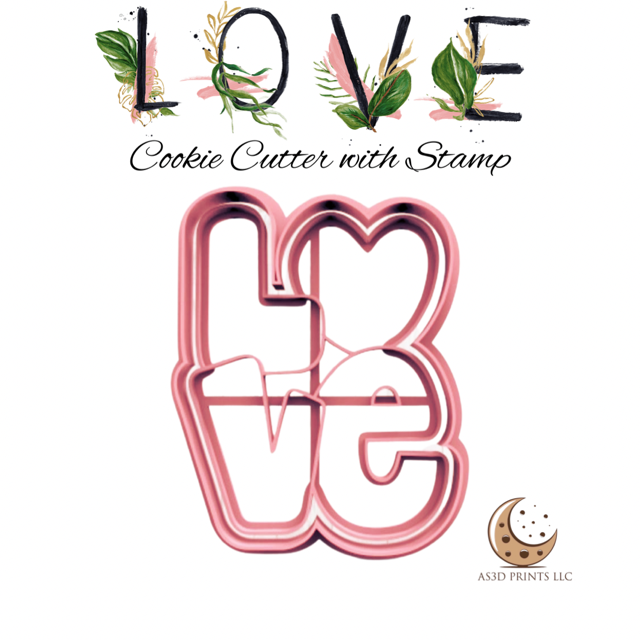 Love cookie cutter with stamp