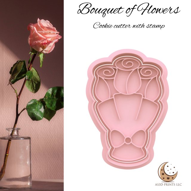 Bouquet of Flowers cookie cutter with stamp