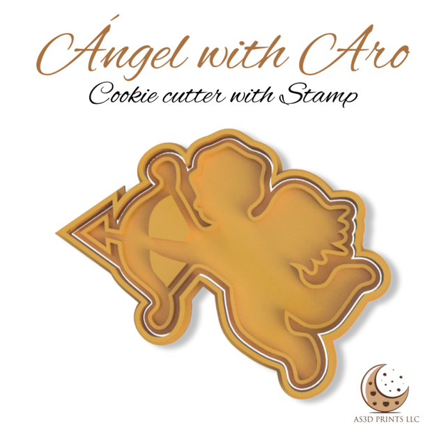 Angel with Aro cookie cutter with stamp