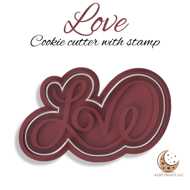 Love cookie cutter with stamp