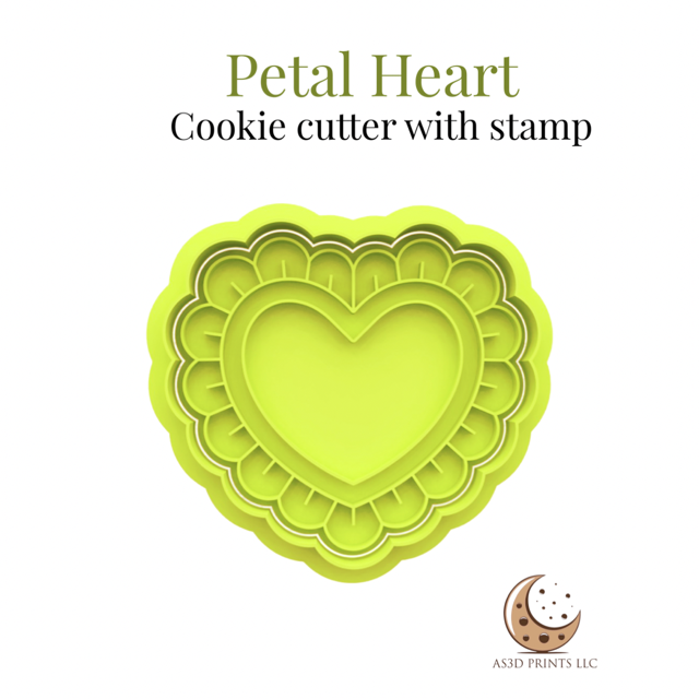 Petal Heart cookie cutter with stamp
