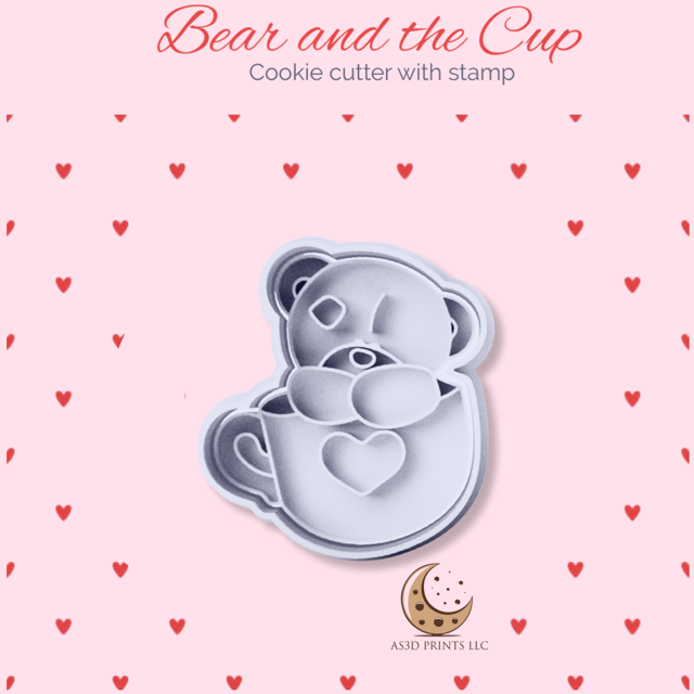 Bear and the Cup cookie cutter with stamp
