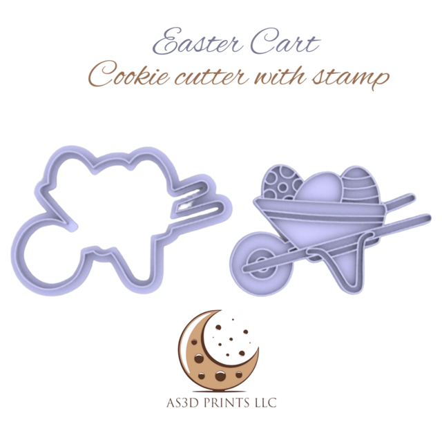 Easter Cart cookie cutter with stamp