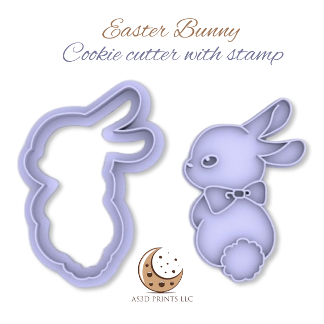 Easter Bunny cookie cutter with stamp