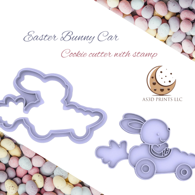 Easter Bunny Car cookie cutter with stamp