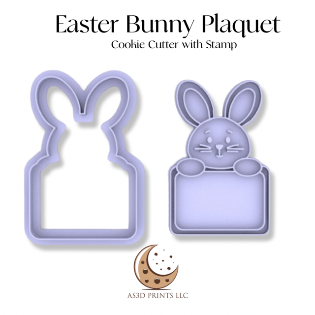 Easter Bunny Plaquet cookie cutter with stamp