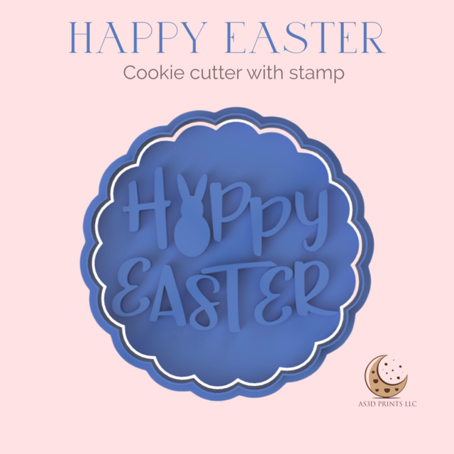 Happy Easter cookie cutter with stamp