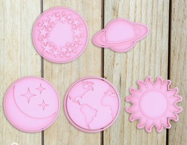Planet Set cookie cutter with stamp