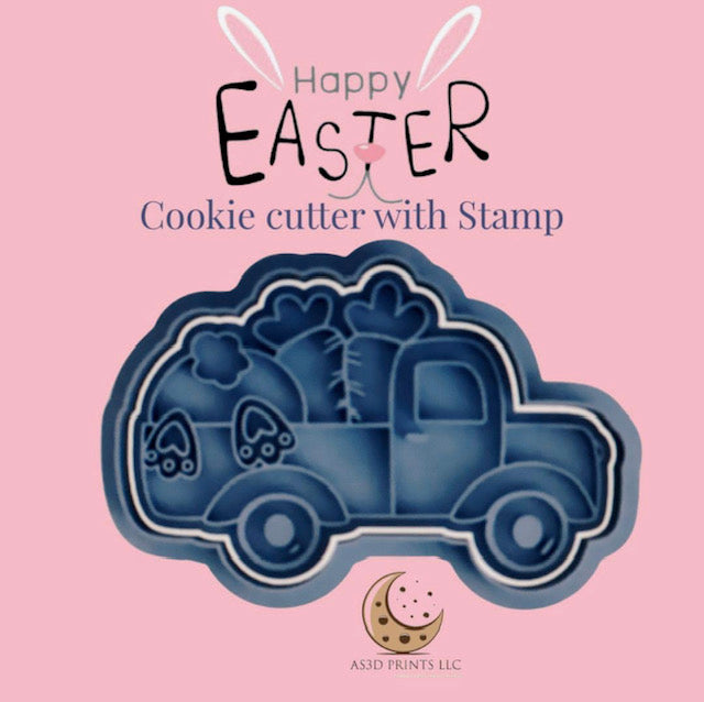 Easter Truck cookie cutter with stamp