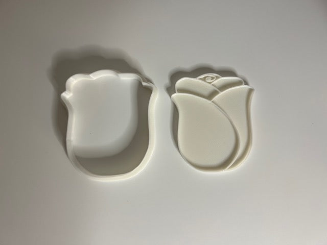 Rose cookie cutter with stamp