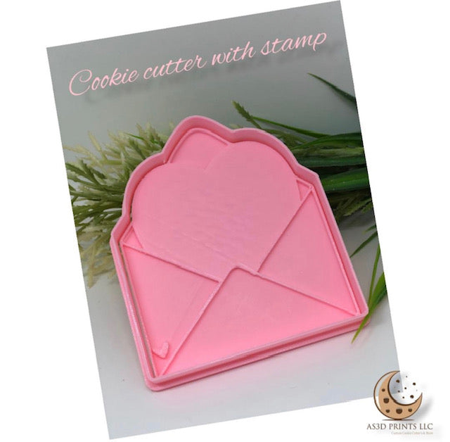 Envelope Heart cookie cutter with stamp