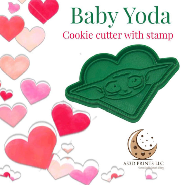 Yoda Heart cookie cutter with stamp