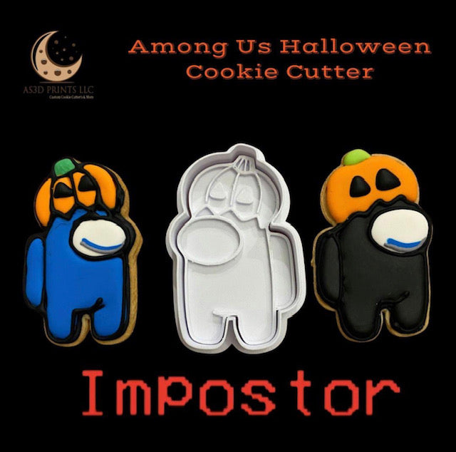 Among Us Halloween cookie cutter with stamp