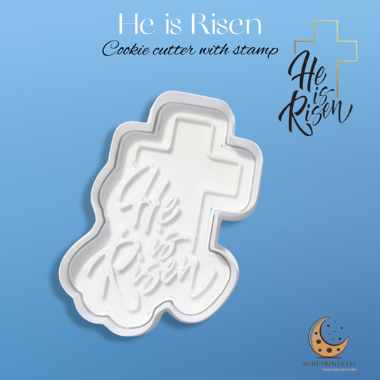 He is Risen cookie cutter with stamp
