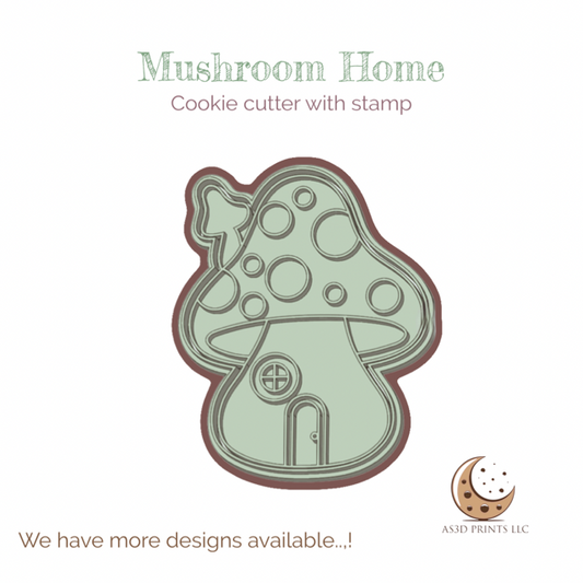 Mushroom Home cookie cutter with stamp