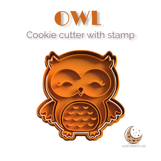 Owl cookie cutter with stamp