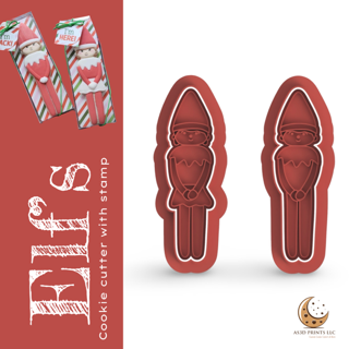 Elf Boy and Girl cookie cutter with stamp