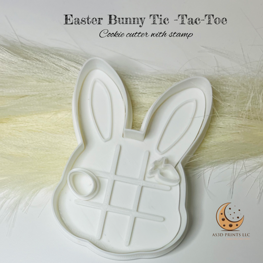 Easter Bunny TIC TAC TOE  cookie cutter with stamp
