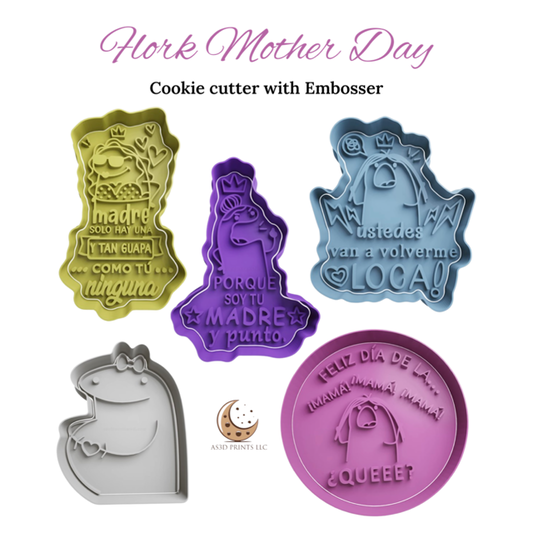 Flork Mother Day cookie cutter with stamp
